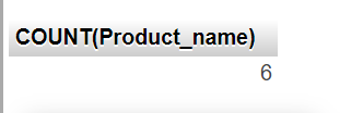 count product name table 